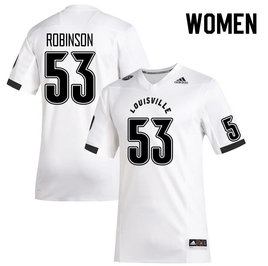 Women #53 Lance Robinson Louisville Cardinals College Football Jerseys Stitched Sale-White